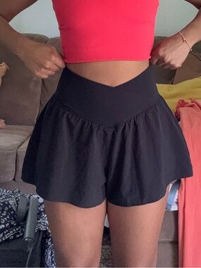 90 Degree By Reflex Black High-Waist Flowy Women’s Shorts